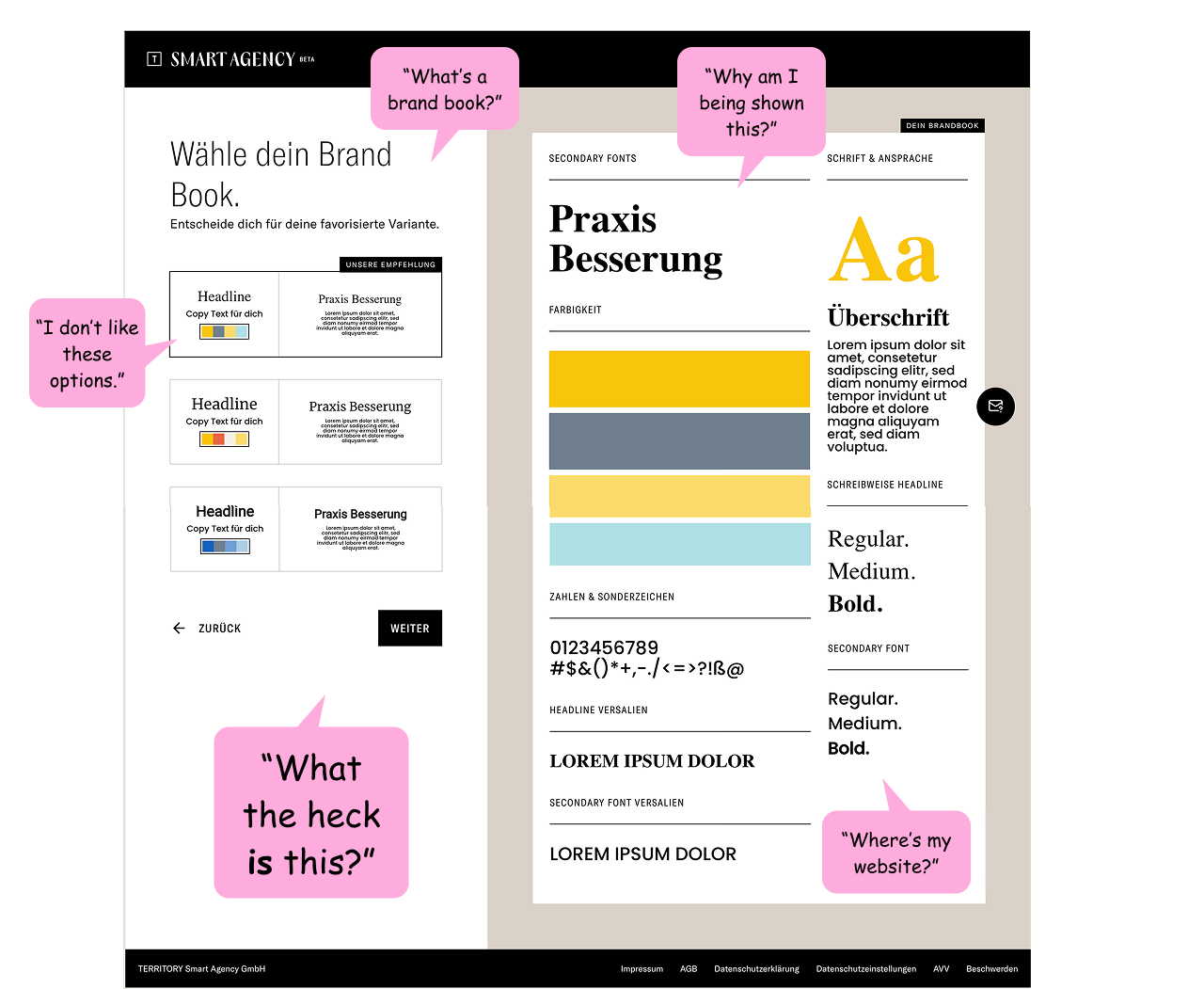 Screenshot showing the brand book interface that confused users